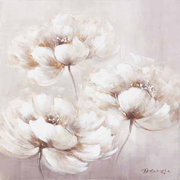 PXYW588 Wall décor art oil on canvas floral white flowers